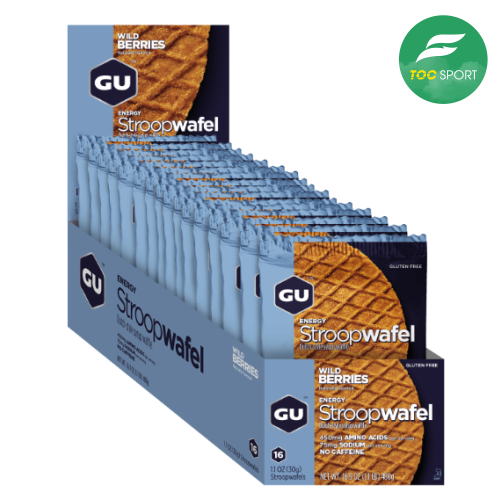 Hộp bánh quế năng lượng GU - Stroopwafel - Vị Dâu Rừng